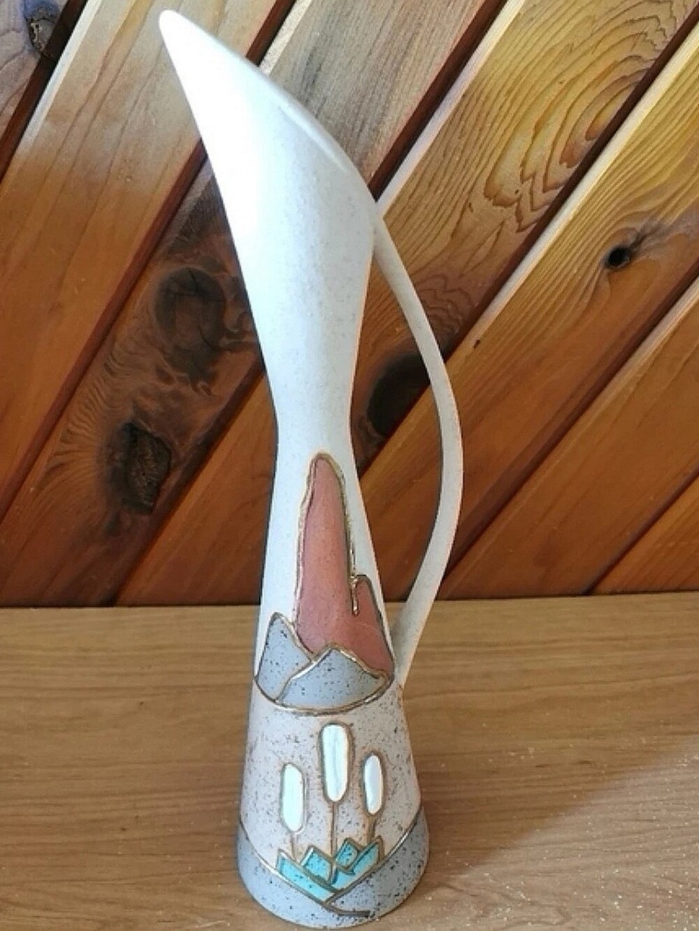 Vintage Staffan Gallery 22K Gold Studio Pottery Ewer Vase Southwestern